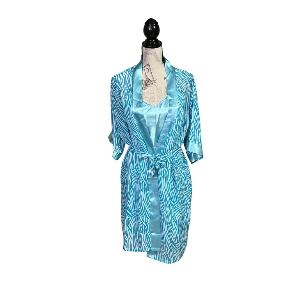 Satin and chiffon camisole and robe